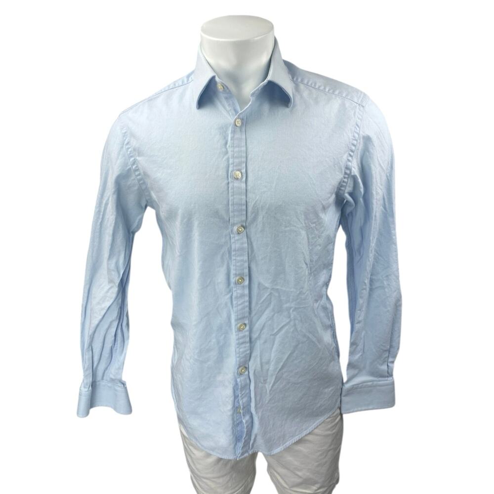 Charles Tyrwhitt Men's Blue Extra Slim Long Sleeve Button Down Shirt Top 15.5/L